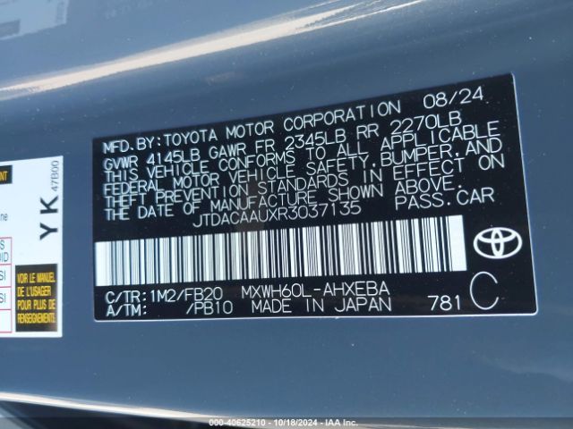 Photo 8 VIN: JTDACAAUXR3037135 - TOYOTA PRIUS 