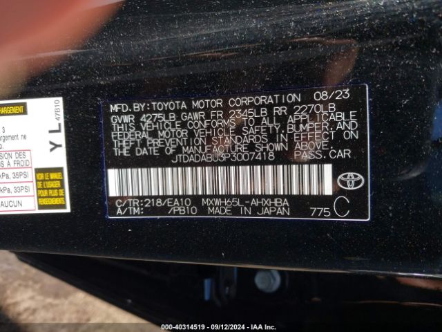 Photo 8 VIN: JTDADABU3P3007418 - TOYOTA PRIUS 