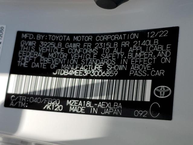 Photo 11 VIN: JTDB4MEE3P3006859 - TOYOTA COROLLA LE 