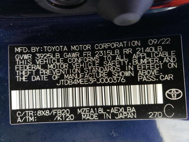 Photo 11 VIN: JTDB4MEE3PJ000376 - TOYOTA COROLLA LE 