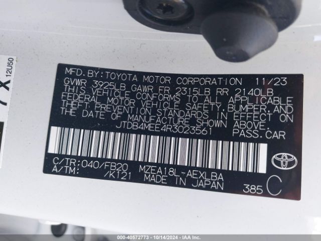 Photo 8 VIN: JTDB4MEE4R3023561 - TOYOTA COROLLA 