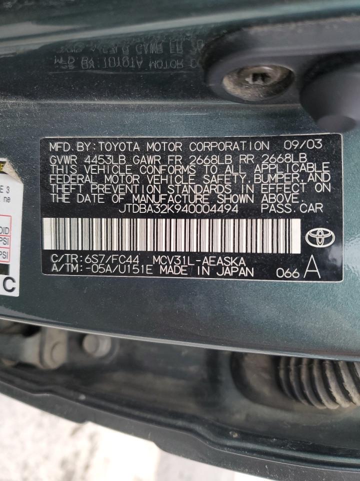 Photo 11 VIN: JTDBA32K940004494 - TOYOTA CAMRY 