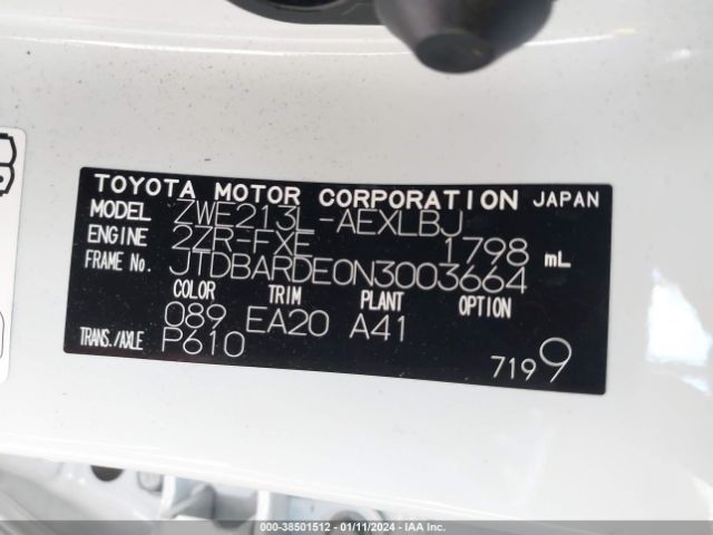 Photo 8 VIN: JTDBARDE0N3003664 - TOYOTA COROLLA 