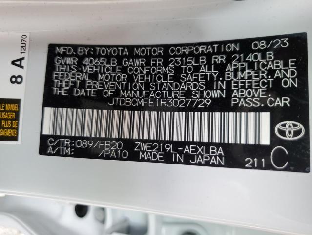 Photo 11 VIN: JTDBCMFE1R3027729 - TOYOTA COROLLA 