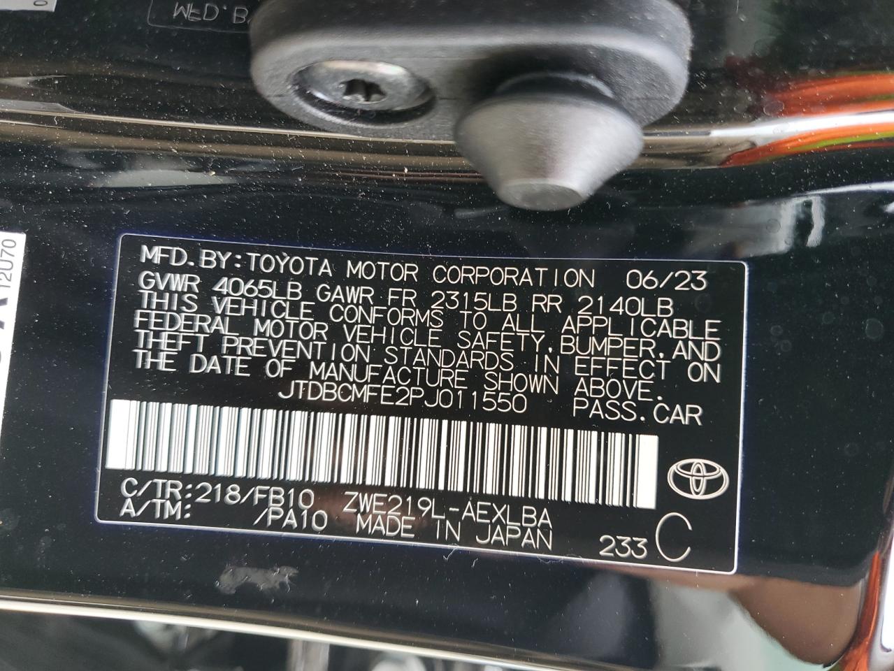 Photo 12 VIN: JTDBCMFE2PJ011550 - TOYOTA COROLLA 