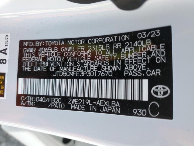 Photo 11 VIN: JTDBCMFE3P3017670 - TOYOTA COROLLA LE 