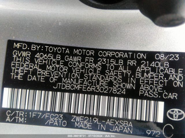 Photo 8 VIN: JTDBCMFE6R3027824 - TOYOTA COROLLA 