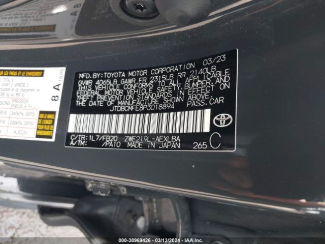 Photo 8 VIN: JTDBCMFE8P3018894 - TOYOTA COROLLA 