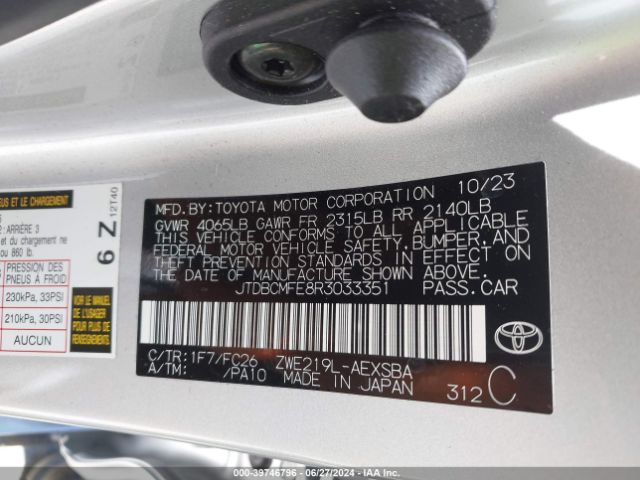 Photo 8 VIN: JTDBCMFE8R3033351 - TOYOTA COROLLA 