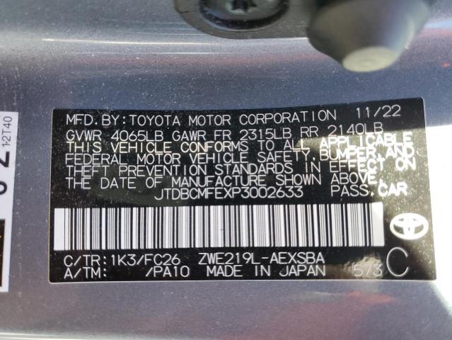 Photo 11 VIN: JTDBCMFEXP3002633 - TOYOTA COROLLA LE 