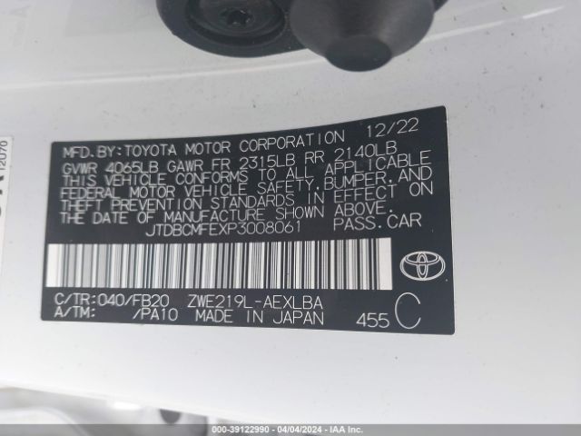 Photo 8 VIN: JTDBCMFEXP3008061 - TOYOTA COROLLA 