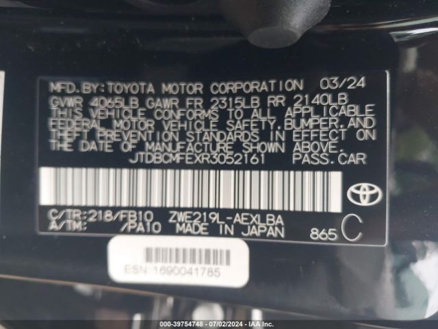 Photo 8 VIN: JTDBCMFEXR3052161 - TOYOTA COROLLA 