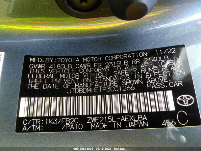 Photo 8 VIN: JTDBDMHE1P3001266 - TOYOTA COROLLA 