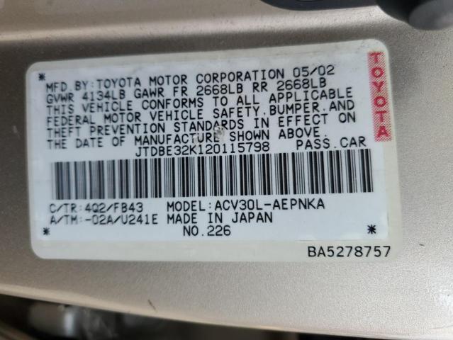 Photo 11 VIN: JTDBE32K120115798 - TOYOTA CAMRY 