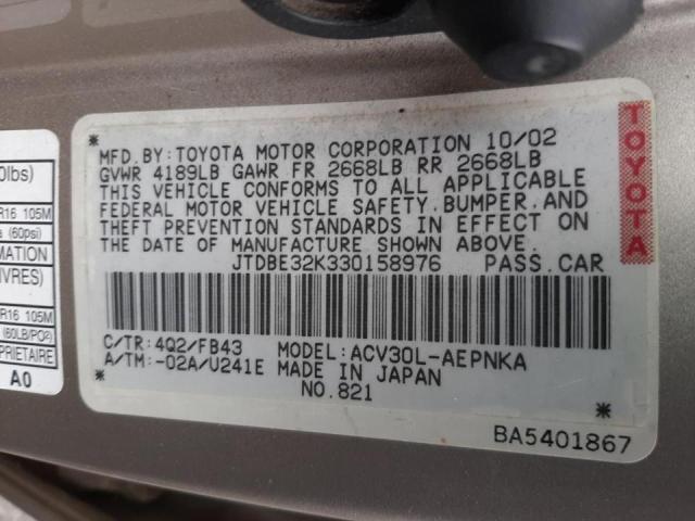 Photo 9 VIN: JTDBE32K330158976 - TOYOTA CAMRY LE 