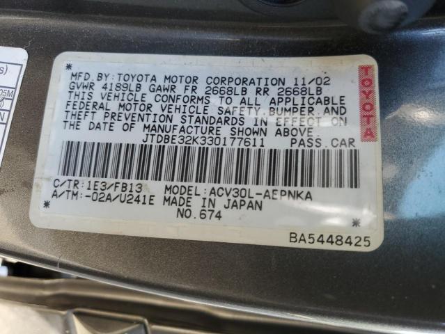 Photo 11 VIN: JTDBE32K330177611 - TOYOTA CAMRY 