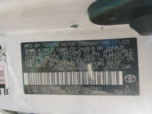 Photo 11 VIN: JTDBE32K540268123 - TOYOTA CAMRY LE 