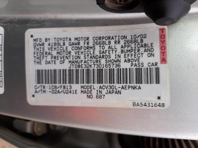 Photo 9 VIN: JTDBE32K730165736 - TOYOTA CAMRY LE 