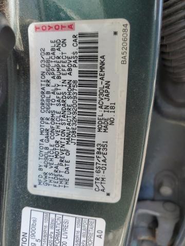 Photo 11 VIN: JTDBE32K920093758 - TOYOTA CAMRY LE 