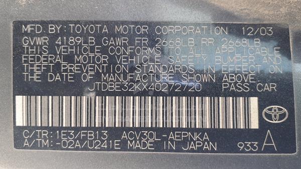 Photo 2 VIN: JTDBE32KX40272720 - TOYOTA CAMRY 