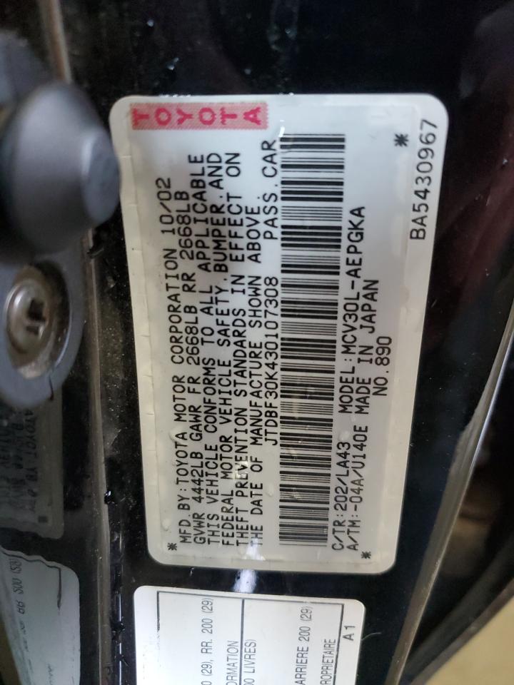 Photo 12 VIN: JTDBF30K430107308 - TOYOTA CAMRY 