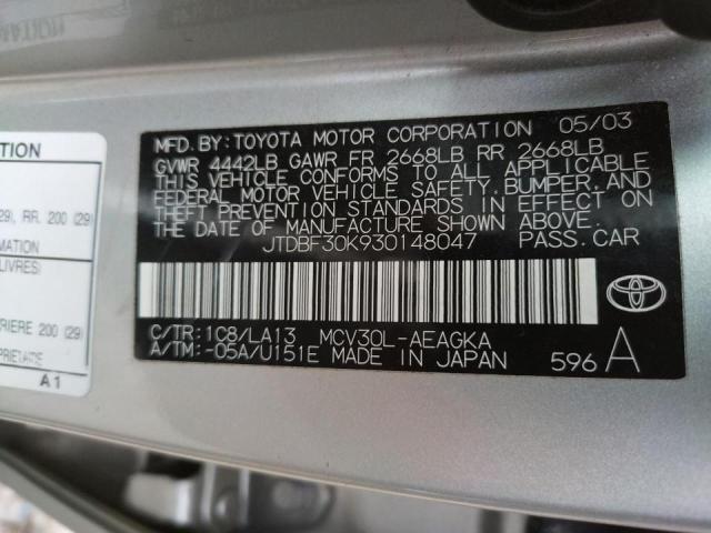 Photo 9 VIN: JTDBF30K930148047 - TOYOTA CAMRY LE 