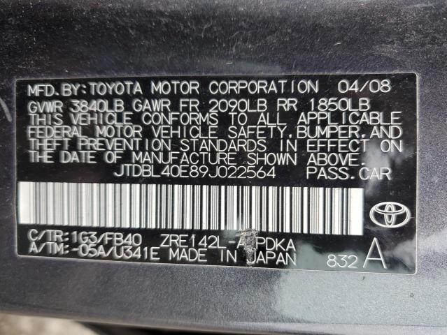 Photo 12 VIN: JTDBL40E89J022564 - TOYOTA COROLLA 