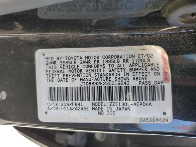 Photo 11 VIN: JTDBR32E230019243 - TOYOTA COROLLA 