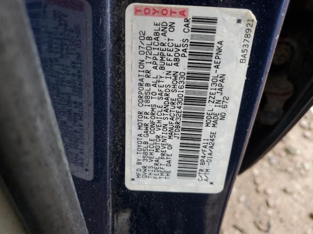 Photo 12 VIN: JTDBR32E430016330 - TOYOTA COROLLA CE 