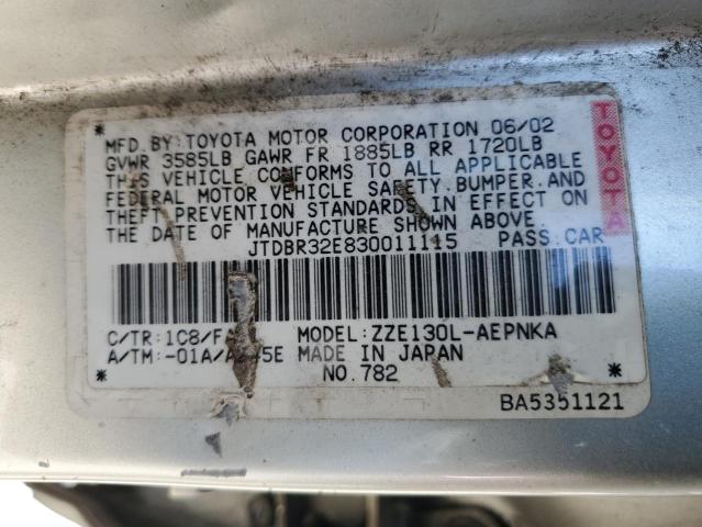 Photo 11 VIN: JTDBR32E830011115 - TOYOTA COROLLA CE 