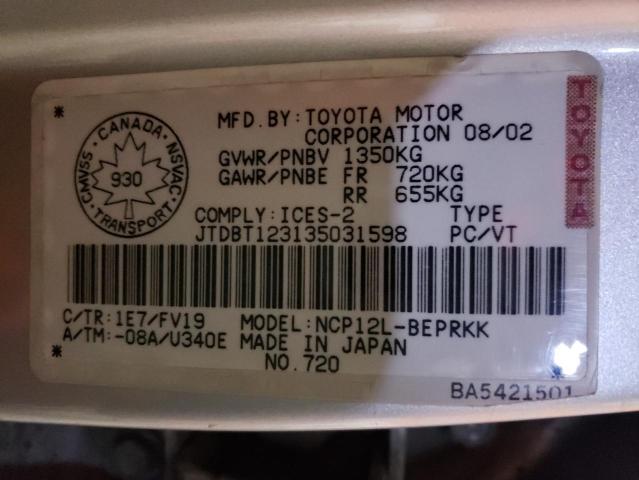 Photo 12 VIN: JTDBT123135031598 - TOYOTA ECHO 