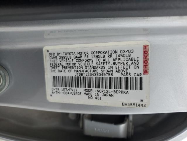 Photo 11 VIN: JTDBT123435049755 - TOYOTA ECHO 