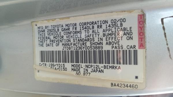 Photo 2 VIN: JTDBT1236Y0053889 - TOYOTA ECHO 