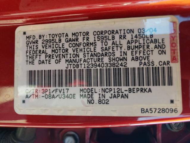 Photo 11 VIN: JTDBT123940338242 - TOYOTA ECHO 