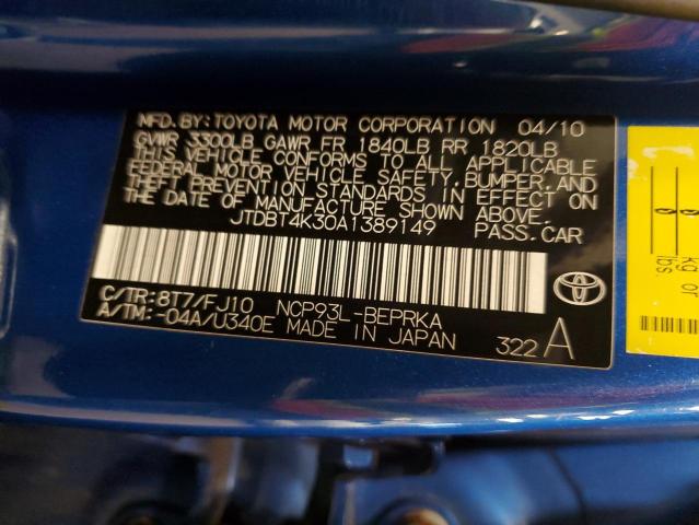 Photo 11 VIN: JTDBT4K30A1389149 - TOYOTA YARIS 