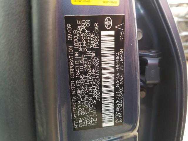 Photo 9 VIN: JTDBT4K32A1357934 - TOYOTA YARIS 