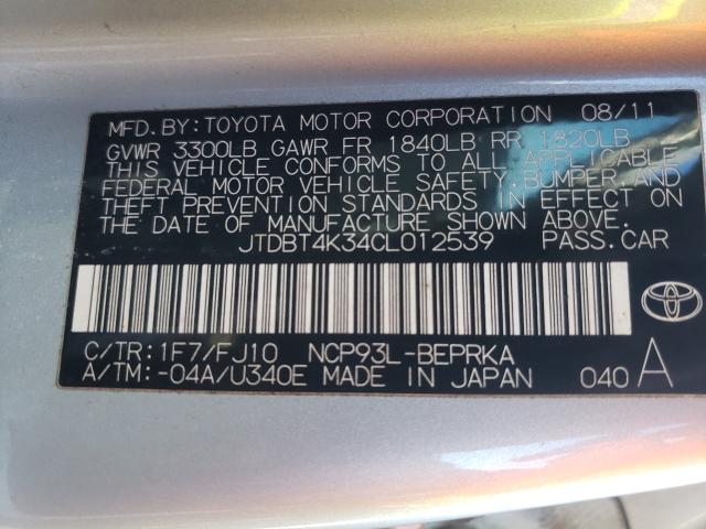 Photo 9 VIN: JTDBT4K34CL012539 - TOYOTA YARIS 