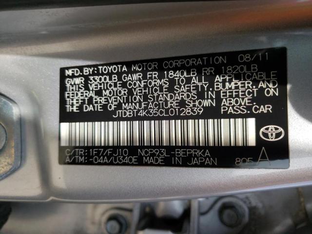 Photo 11 VIN: JTDBT4K35CL012839 - TOYOTA YARIS 