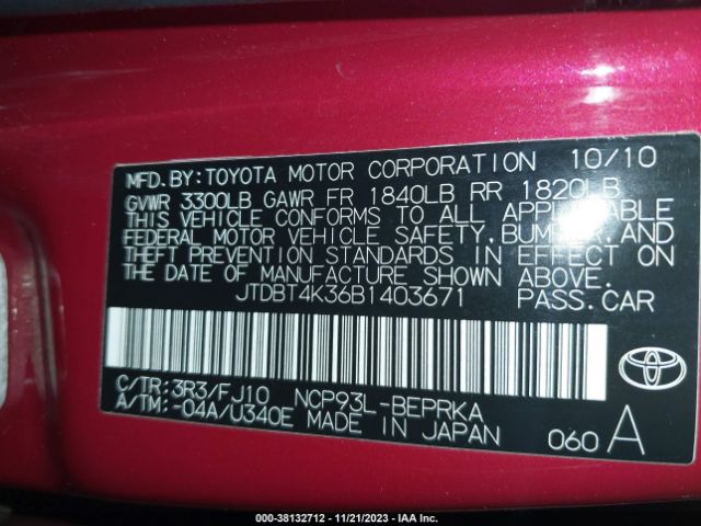 Photo 8 VIN: JTDBT4K36B1403671 - TOYOTA YARIS 