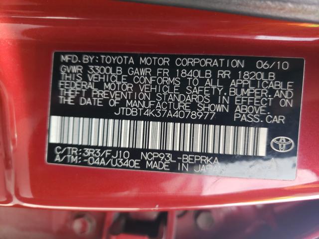 Photo 9 VIN: JTDBT4K37A4078977 - TOYOTA YARIS 