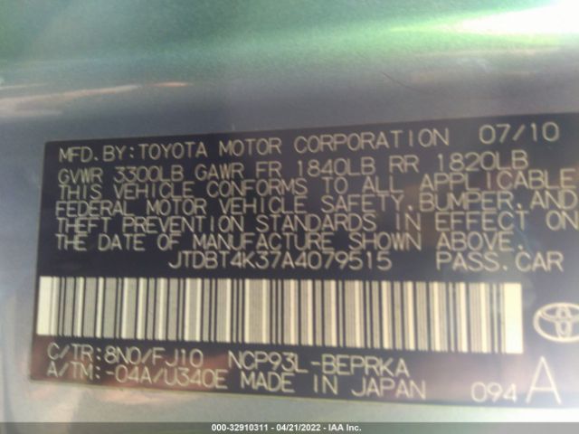 Photo 8 VIN: JTDBT4K37A4079515 - TOYOTA YARIS 