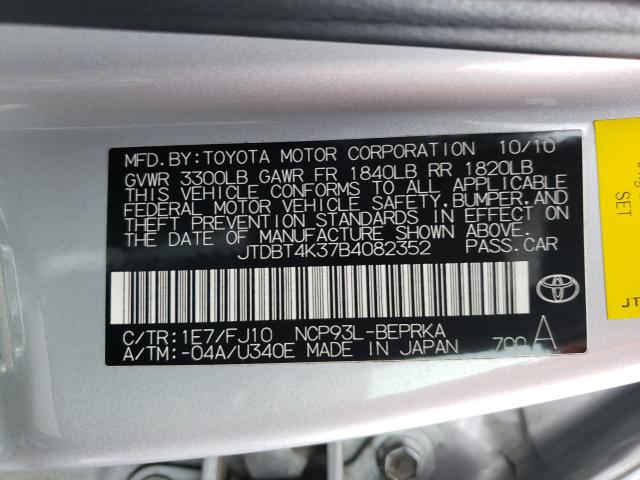 Photo 9 VIN: JTDBT4K37B4082352 - TOYOTA YARIS 