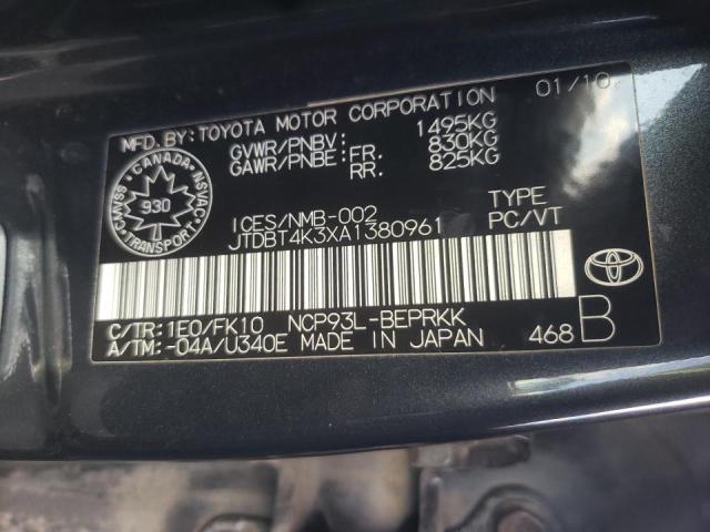 Photo 9 VIN: JTDBT4K3XA1380961 - TOYOTA YARIS 