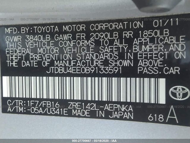 Photo 8 VIN: JTDBU4EE0B9133591 - TOYOTA COROLLA 