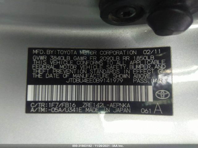 Photo 8 VIN: JTDBU4EE0B9141979 - TOYOTA COROLLA 