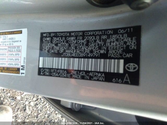 Photo 8 VIN: JTDBU4EE0B9149791 - TOYOTA COROLLA 