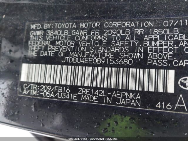 Photo 8 VIN: JTDBU4EE0B9153680 - TOYOTA COROLLA 