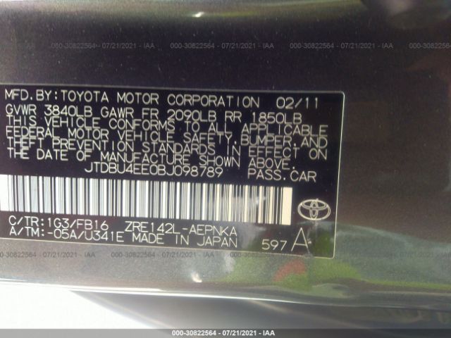 Photo 8 VIN: JTDBU4EE0BJ098789 - TOYOTA COROLLA 