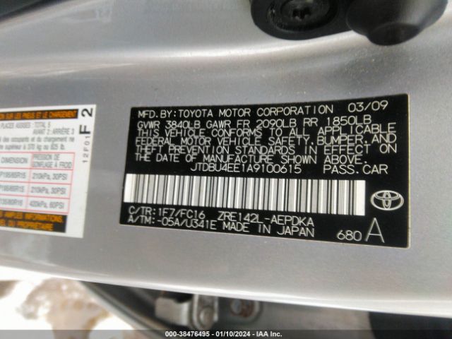 Photo 8 VIN: JTDBU4EE1A9100615 - TOYOTA COROLLA 