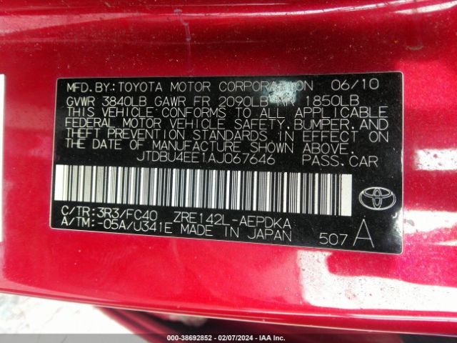 Photo 8 VIN: JTDBU4EE1AJ067646 - TOYOTA COROLLA 